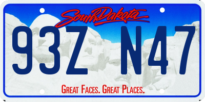SD license plate 93ZN47