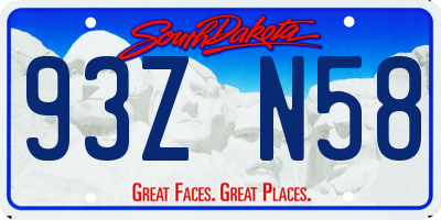 SD license plate 93ZN58