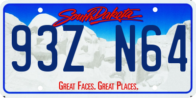 SD license plate 93ZN64