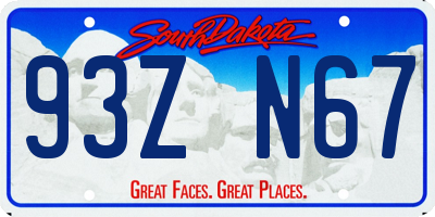SD license plate 93ZN67