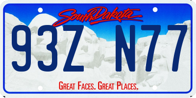 SD license plate 93ZN77