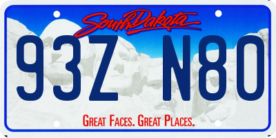 SD license plate 93ZN80