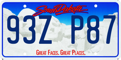 SD license plate 93ZP87