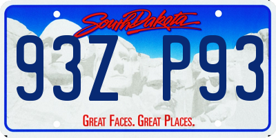 SD license plate 93ZP93