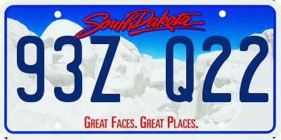 SD license plate 93ZQ22