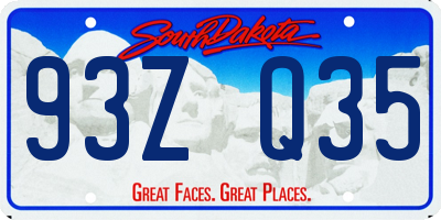 SD license plate 93ZQ35