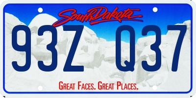 SD license plate 93ZQ37
