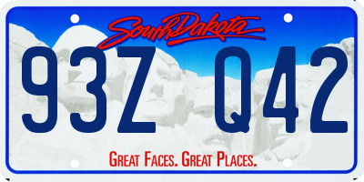 SD license plate 93ZQ42