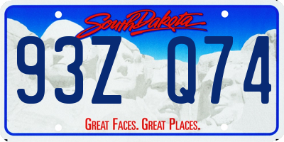 SD license plate 93ZQ74