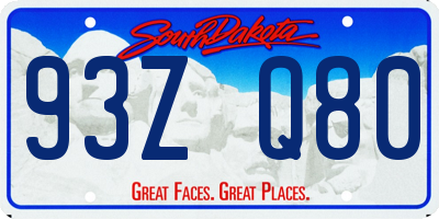 SD license plate 93ZQ80