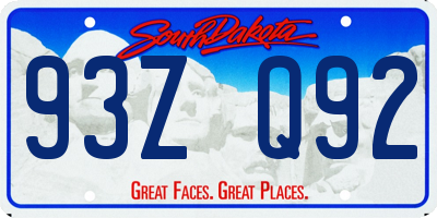 SD license plate 93ZQ92
