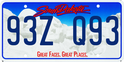 SD license plate 93ZQ93