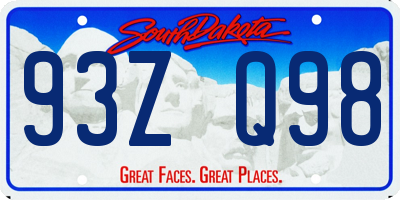 SD license plate 93ZQ98