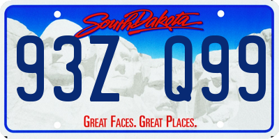 SD license plate 93ZQ99