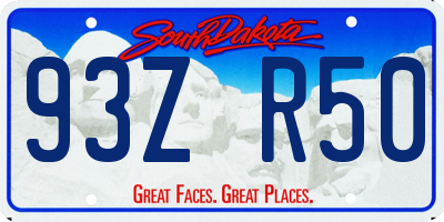 SD license plate 93ZR50