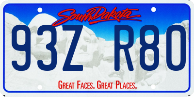 SD license plate 93ZR80