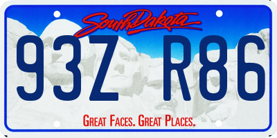 SD license plate 93ZR86