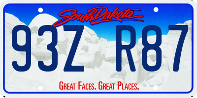 SD license plate 93ZR87