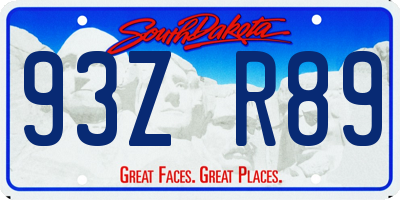 SD license plate 93ZR89