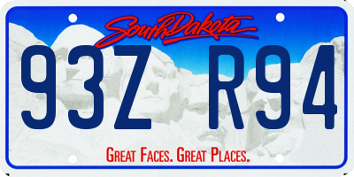 SD license plate 93ZR94