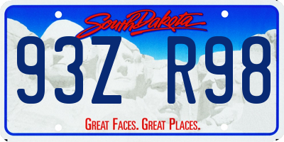 SD license plate 93ZR98