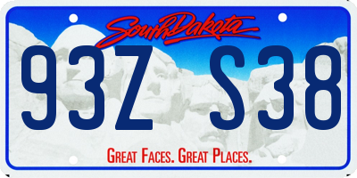 SD license plate 93ZS38
