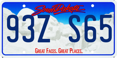 SD license plate 93ZS65