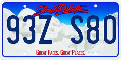 SD license plate 93ZS80