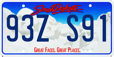 SD license plate 93ZS91