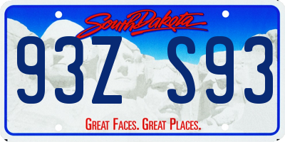 SD license plate 93ZS93