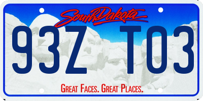 SD license plate 93ZT03