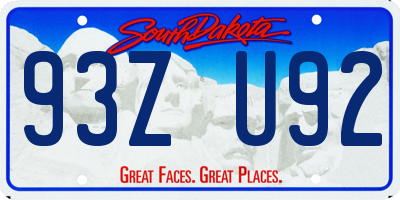 SD license plate 93ZU92