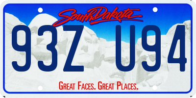 SD license plate 93ZU94