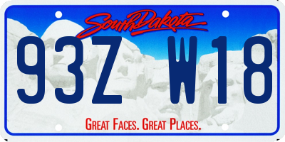 SD license plate 93ZW18