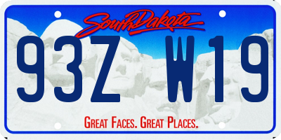 SD license plate 93ZW19