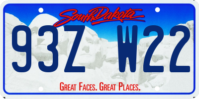 SD license plate 93ZW22