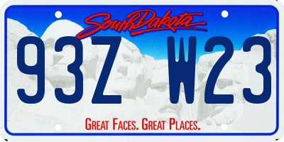 SD license plate 93ZW23