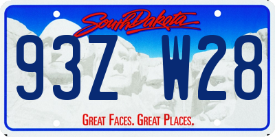 SD license plate 93ZW28