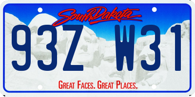 SD license plate 93ZW31