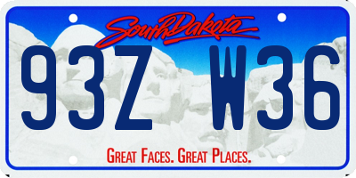 SD license plate 93ZW36