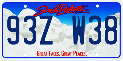 SD license plate 93ZW38