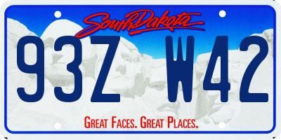 SD license plate 93ZW42