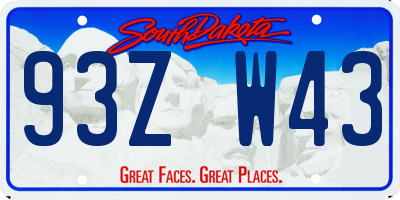 SD license plate 93ZW43