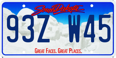 SD license plate 93ZW45