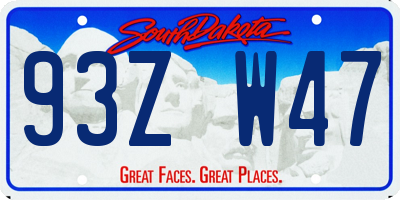 SD license plate 93ZW47