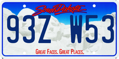 SD license plate 93ZW53