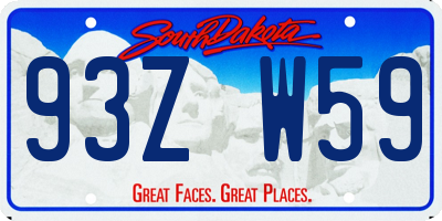 SD license plate 93ZW59