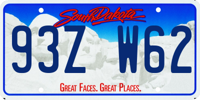 SD license plate 93ZW62