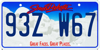 SD license plate 93ZW67