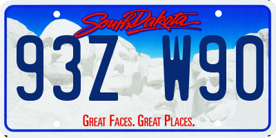SD license plate 93ZW90